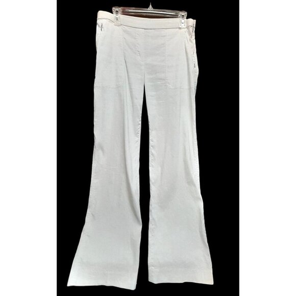 Elie Tahari Size 6 Linen Blend Luxury Stretch Summer Casual Pants White - Picture 3 of 10